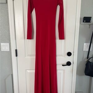 Elegant Red Long Sleeve Dress